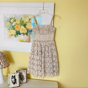 Anthropologie Ivory Embroidered Sundress